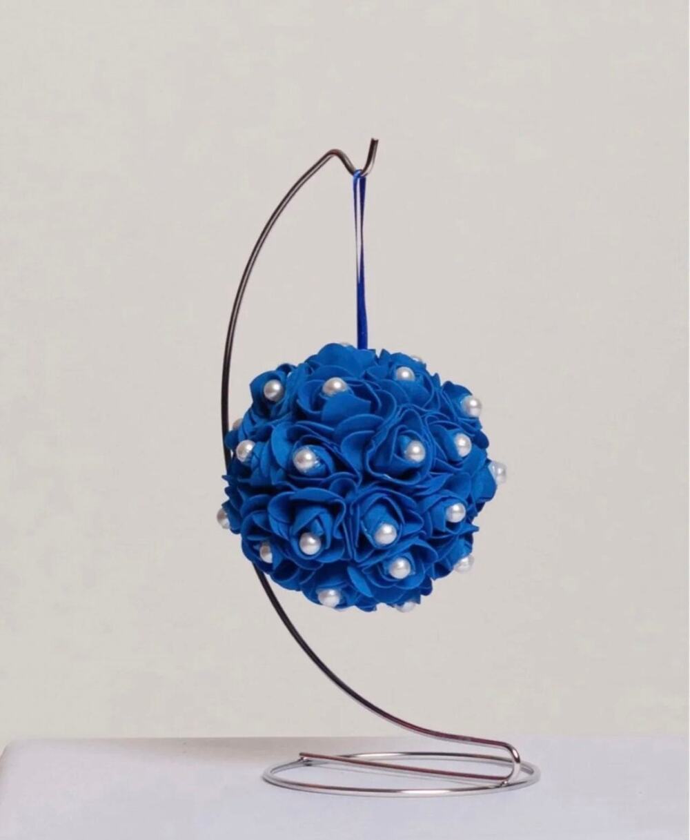 Handmade Christmas Ornament From Roses Royal Blue Flower Ball